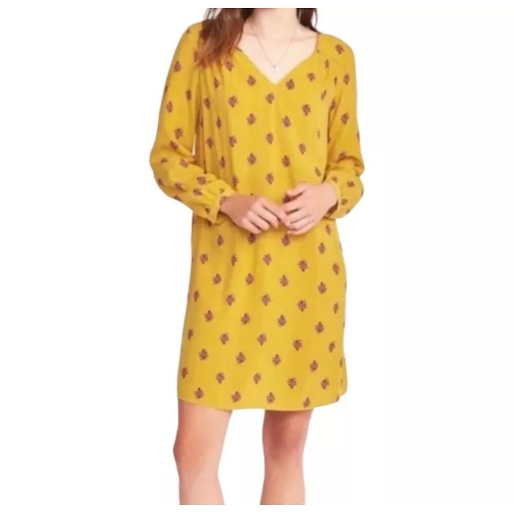 Old Navy Yellow Printed Midi Dress